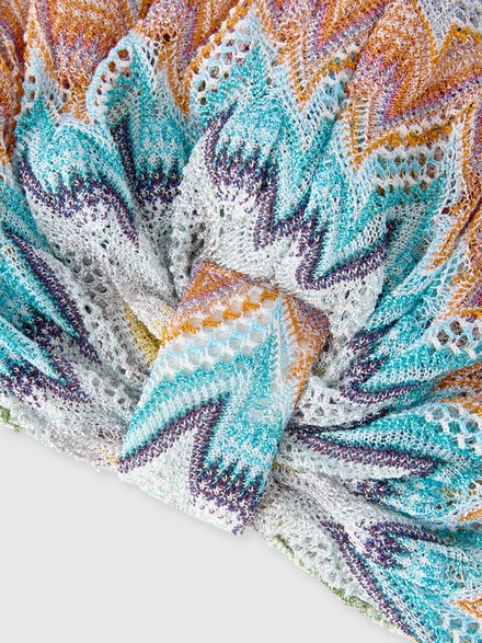 Turbante in viscosa lam&eacute; zig zag, Multicolore  - AC25WS00BR015YSMSOR