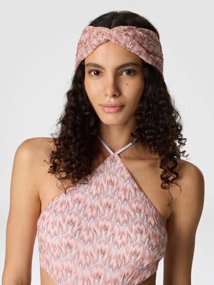 Cinta para el cabello de viscosa lamé con motivo de follaje, Multicolor  - AC25WS01BR014XS30FW