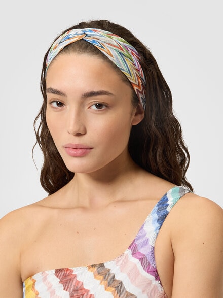 Fascia per capelli in tessuto stampato a zig zag, Multicolore  - AC25WS01BR0161SMSP2
