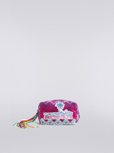 Tasche aus Viskosefrottee mit Reißverschlusszieher aus mehrfarbigen Bändern, Mehrfarbig  - AS23SX0ABV00BVSM8NM