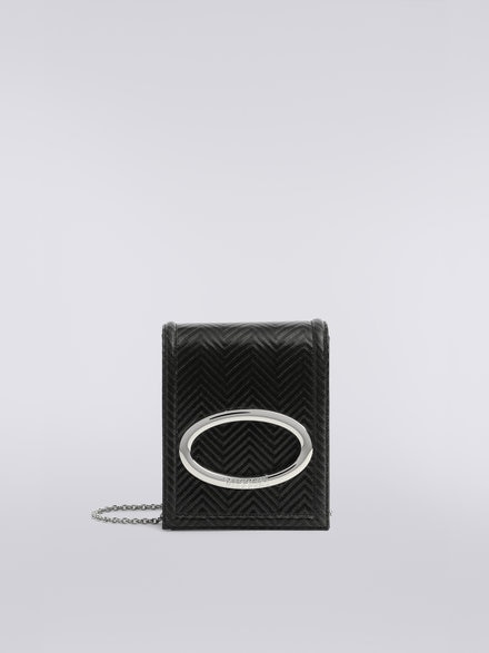 Zigzag fabric shoulder bag, Black    - AS23WX01BR00SF93911