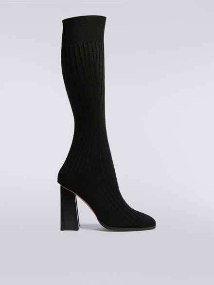 High-heel knit boots , Black    - AS23WY04BK028R93911