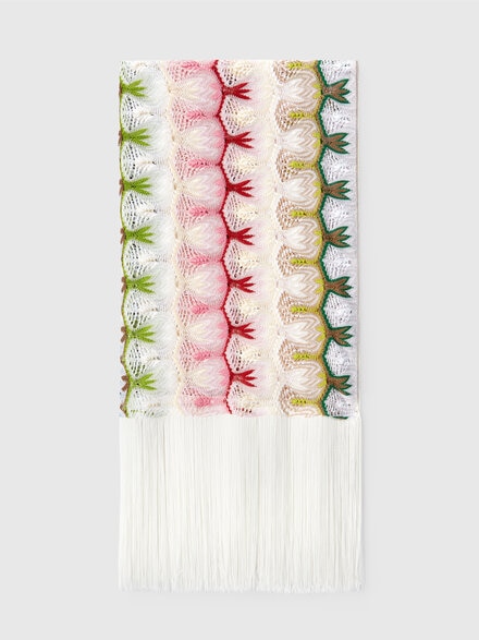 Fringed viscose blend stole, Multicoloured  - AS25SS00BR0132SM9QS