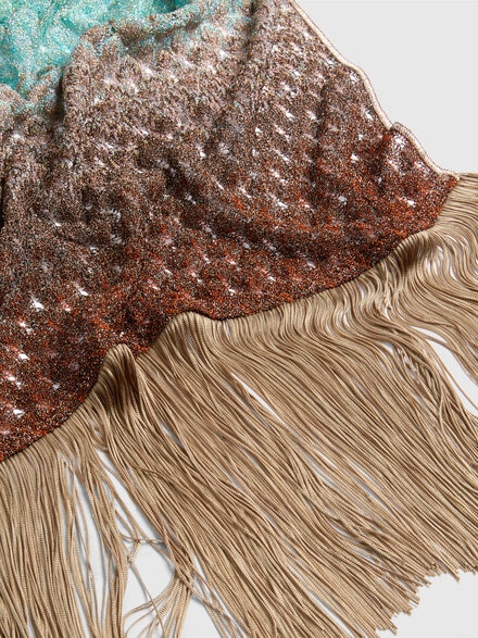 Fringed viscose lamé lace stole, Multicoloured  - AS25SS0FBR0134S6154