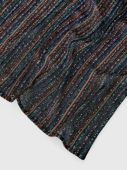 Ribbed lamé viscose stole with sequins, Brown - AS26SS02BK01CLS72PT