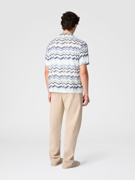 Bowling shirt in viscose with zigzag print, Light Blue - BS26SJ01BW00ZVS01KE