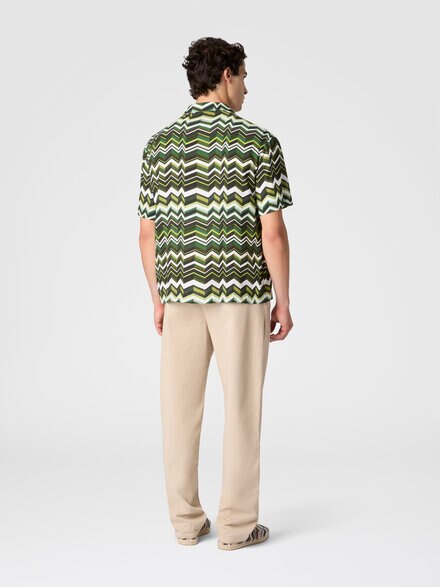 Bowling shirt in viscose with zigzag print, Green - BS26SJ01BW00ZVS6165