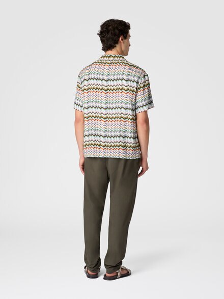 Bowling shirt in viscose with irregular zigzag print, Multicoloured  - BS26SJ01BW010ISM9YY