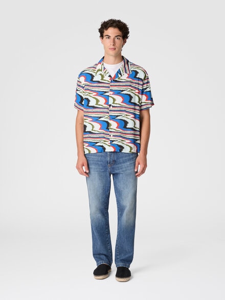 Bowling shirt in viscose with flame print, Multicoloured  - BS26SJ01BW010KSM9Z0