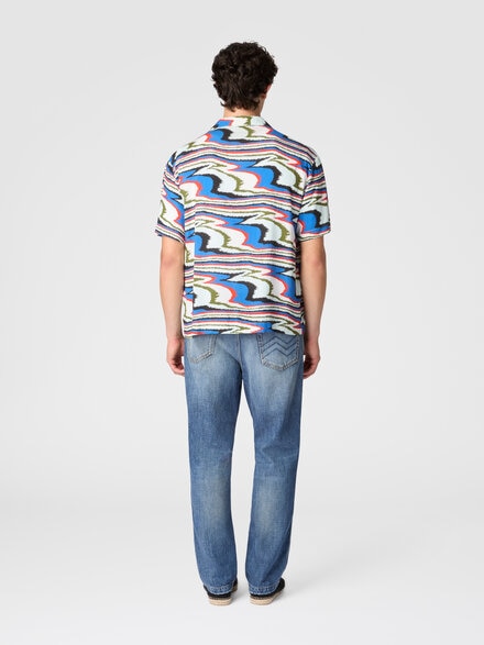 Bowling shirt in viscose with flame print, Multicoloured  - BS26SJ01BW010KSM9Z0