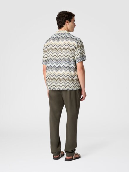 Bowling shirt in viscose with dashed zigzag print, Multicoloured  - BS26SJ01BW010OSM9Z3