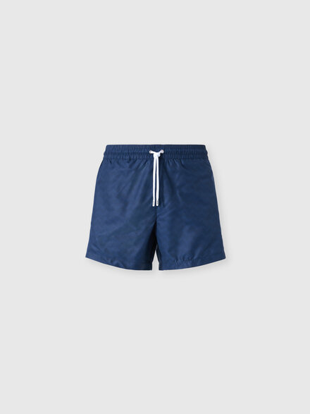 Mid-length swim shorts with tone-on-tone zigzag print, Blue - BS26SP00BW00VTS72P4