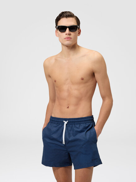 Mid-length swim shorts with tone-on-tone zigzag print, Blue - BS26SP00BW00VTS72P4