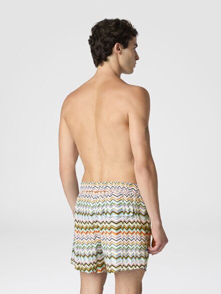 Mid-length swim shorts with irregular zigzag print, Multicoloured  - BS26SP00BW010JSM9YY