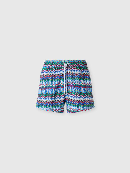 Mid-length swim shorts with irregular zigzag print, Multicoloured  - BS26SP00BW010JSM9YZ
