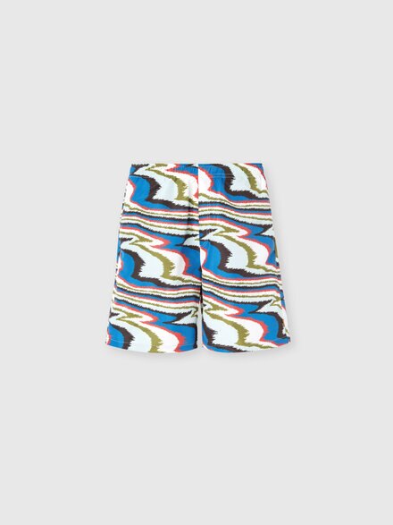 Long swim shorts with irregular zigzag print, Multicoloured  - BS26SP02BW010LSM9Z0