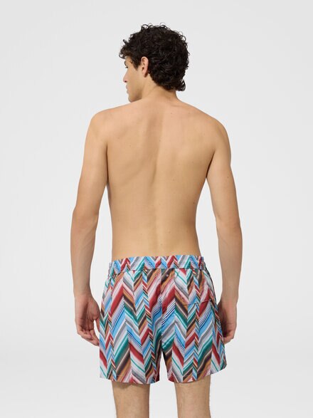 Mid-length swim shorts with offset zig zag print, Multicoloured  - BS26SP03BW011CSMSNW