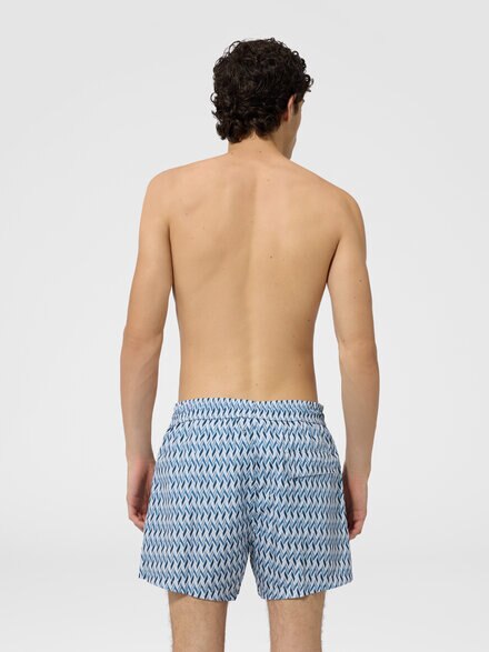 Swim shorts with micro zig zag motif, Light Blue - BS26SP03BW012KS72QA