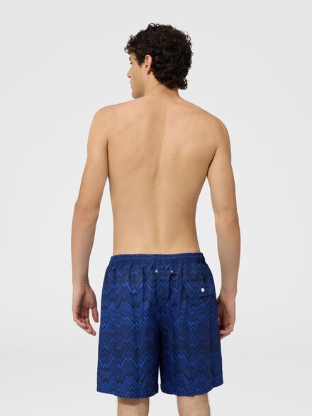 Long swim shorts with zig zag print, Blue - BS26SP04BW011ES72Q9