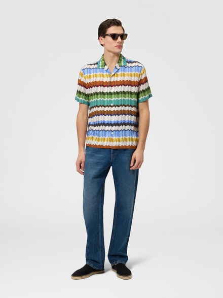 Zig zag viscose bowling shirt, Multicoloured  - BS26WJ00BW012CSMSP4