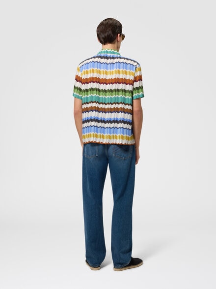 Zig zag viscose bowling shirt, Multicoloured  - BS26WJ00BW012CSMSP4