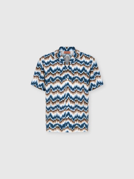 Printed viscose bowling shirt, Multicoloured  - BS26WJ00BW012ESMSP5