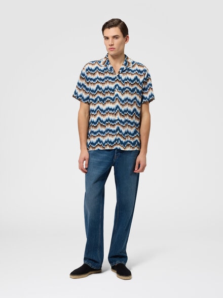 Printed viscose bowling shirt, Multicoloured  - BS26WJ00BW012ESMSP5