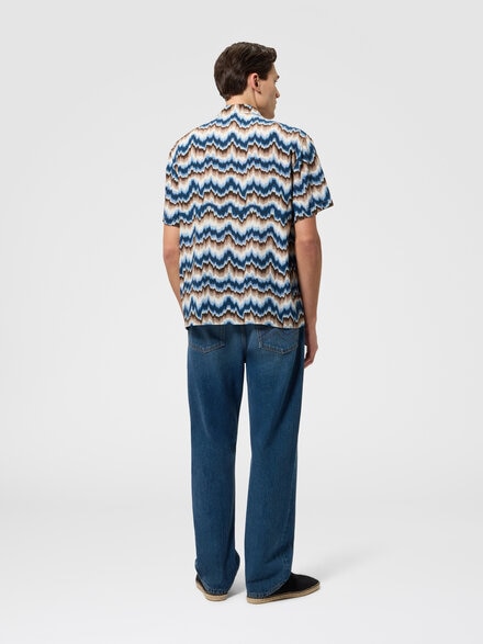 Printed viscose bowling shirt, Multicoloured  - BS26WJ00BW012ESMSP5