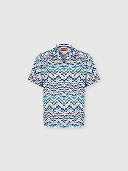 Short-sleeve viscose bowling shirt, Multicoloured  - BS26WJ00BW012ISMSP8