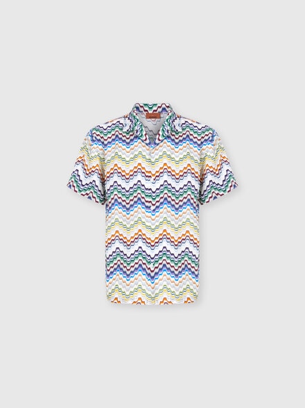 Short-sleeve viscose bowling shirt, Multicoloured  - BS26WJ00BW012ISMSP9