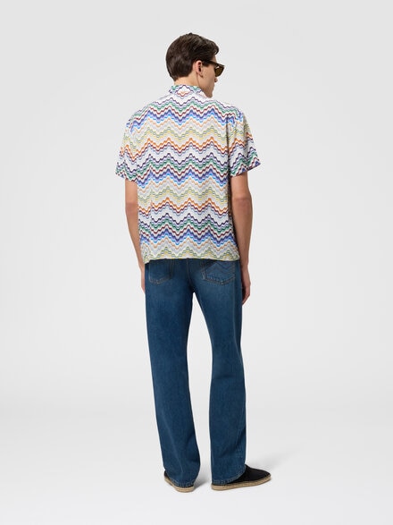 Short-sleeve viscose bowling shirt, Multicoloured  - BS26WJ00BW012ISMSP9