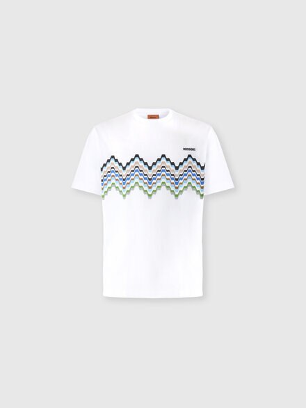 Cotton crewneck T-shirt with logo lettering, Multicoloured  - BS26WL00BJ00R8S01MK