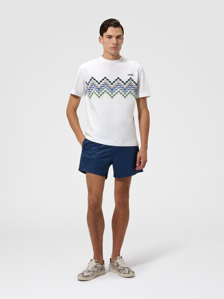 Cotton crewneck T-shirt with logo lettering, Multicoloured  - BS26WL00BJ00R8S01MK