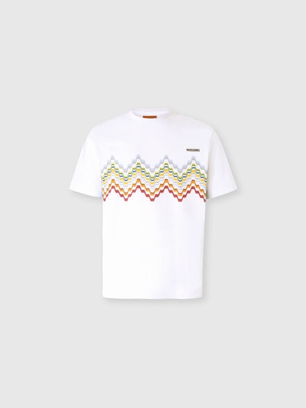 T-shirt girocollo in cotone con scritta logo, Multicolore  - BS26WL00BJ00R8S01ML