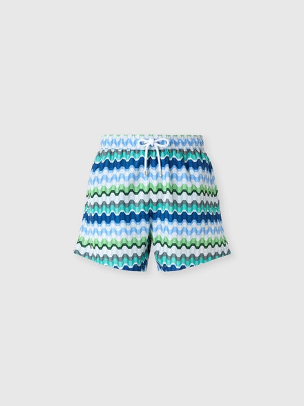 Printed swim shorts with Greek key motif, Multicoloured  - BS26WP00BW012HSMSP6