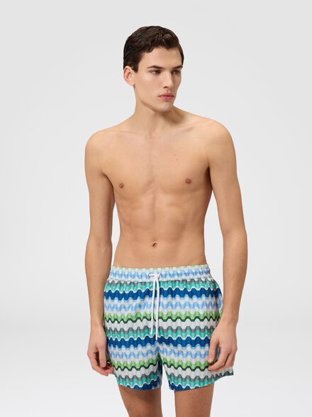 Printed swim shorts with Greek key motif, Multicoloured  - BS26WP00BW012HSMSP6
