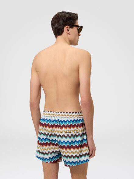 Printed swim shorts with Greek key motif, Multicoloured  - BS26WP00BW012HSMSP7