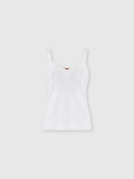 Sleeveless Zigzag Knit Top, White  - DC25SK00BR012214001