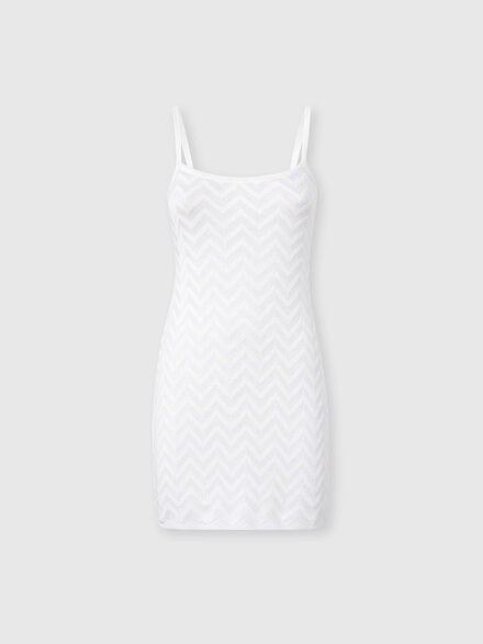 Chevron Cotton and Viscose Mini Dress, White  - DC26SG01BK01H2S01KO