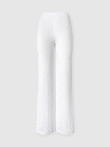 Straight-Leg Stretch Chevron Cotton and Viscose Trousers, White  - DC26SI01BK01H2S01KO