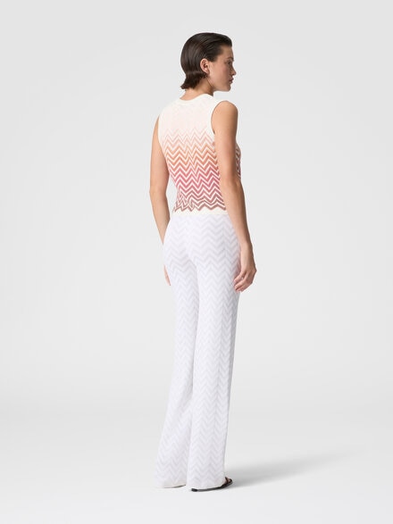 Straight-Leg Stretch Chevron Cotton and Viscose Trousers, White  - DC26SI01BK01H2S01KO