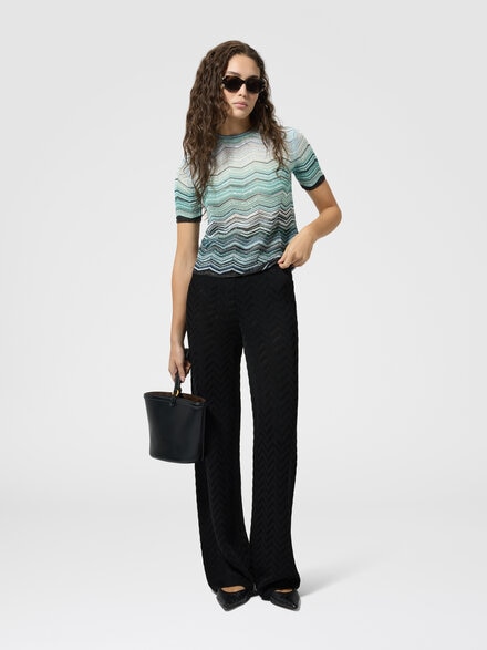 Straight-Leg Stretch Chevron Cotton and Viscose Trousers, Black - DC26SI01BK01H2S91RY
