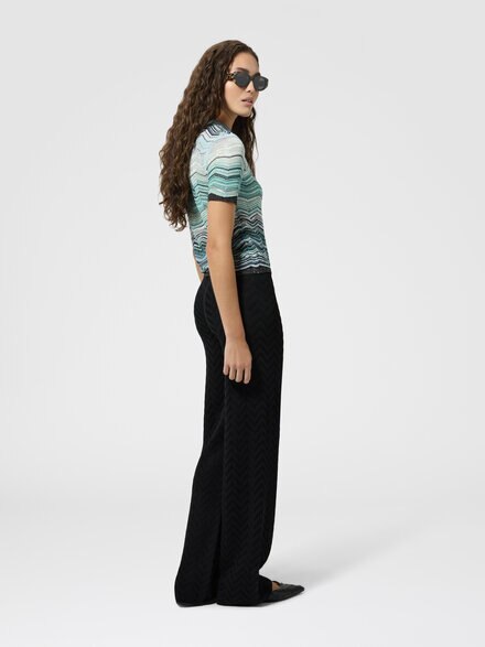 Straight-Leg Stretch Chevron Cotton and Viscose Trousers, Black - DC26SI01BK01H2S91RY
