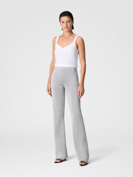 Straight-Leg Viscose Lamé Trousers, Light Blue - DC26SI02BK01H3S91RV