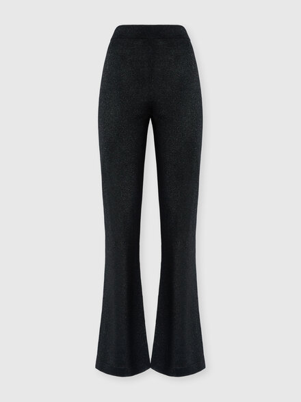 Pantaloni taglio dritto in viscosa lam&eacute;, Nero - DC26SI02BK01H3S91RW