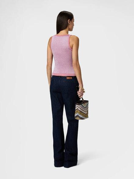 Canottiera in viscosa lam&eacute;, Lilla& Rosa  - DC26SK01BK01H3S30G3