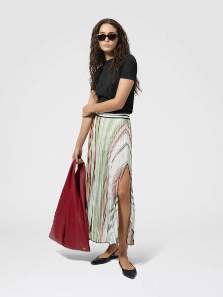 Cardigan in viscosa lam&eacute; con cintura, Nero - DC26SM02BK01H3S91RW