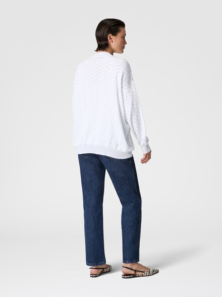 Jersey de pico de algodón y viscosa con motivo chevron, Blanco  - DC26SN01BK01H2S01KO