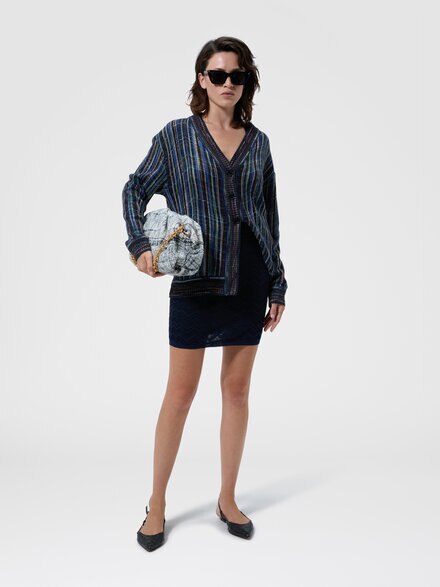 Minifalda zig zag en viscosa y lana, Azul Marino  - DC26WH00BK01JZS72R9