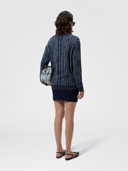 Minifalda zig zag en viscosa y lana, Azul Marino  - DC26WH00BK01JZS72R9
